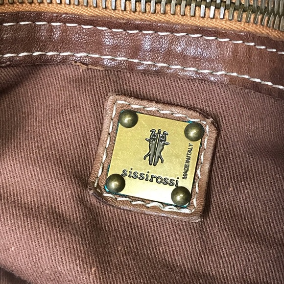 Sissi Rossi Italy Brown Leather Handbag Satchel Purse - Picture 9 of 10